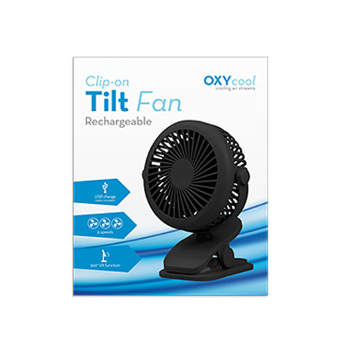 Clip-On Tilt Rechargeable Fan - 3 Colours Available