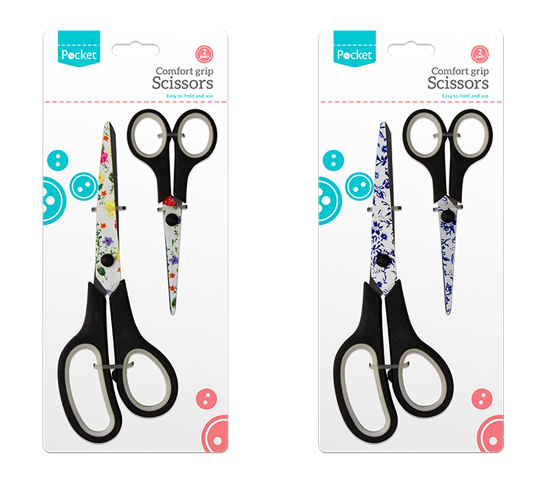 Floral Pattern Scissors - 2 Pack